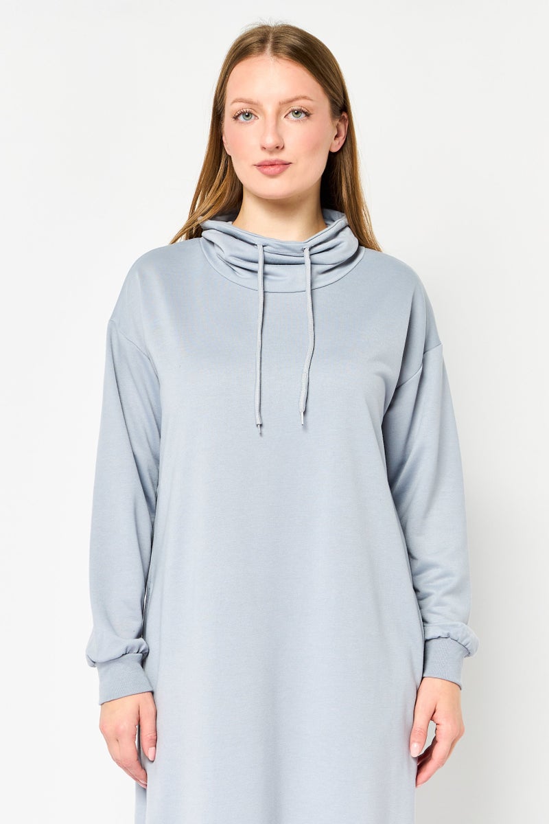 trendyol فستان ماكسي بسيط للنساء، رمادي - Image 2